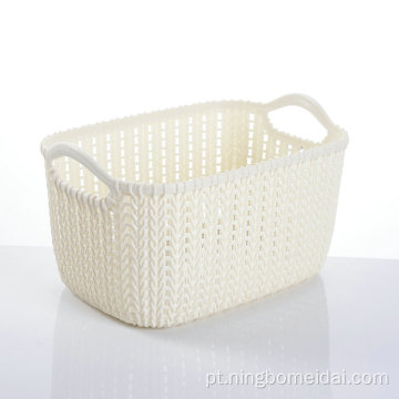 Armazenamento de tecido de rattan plástico organize a cesta com o punho